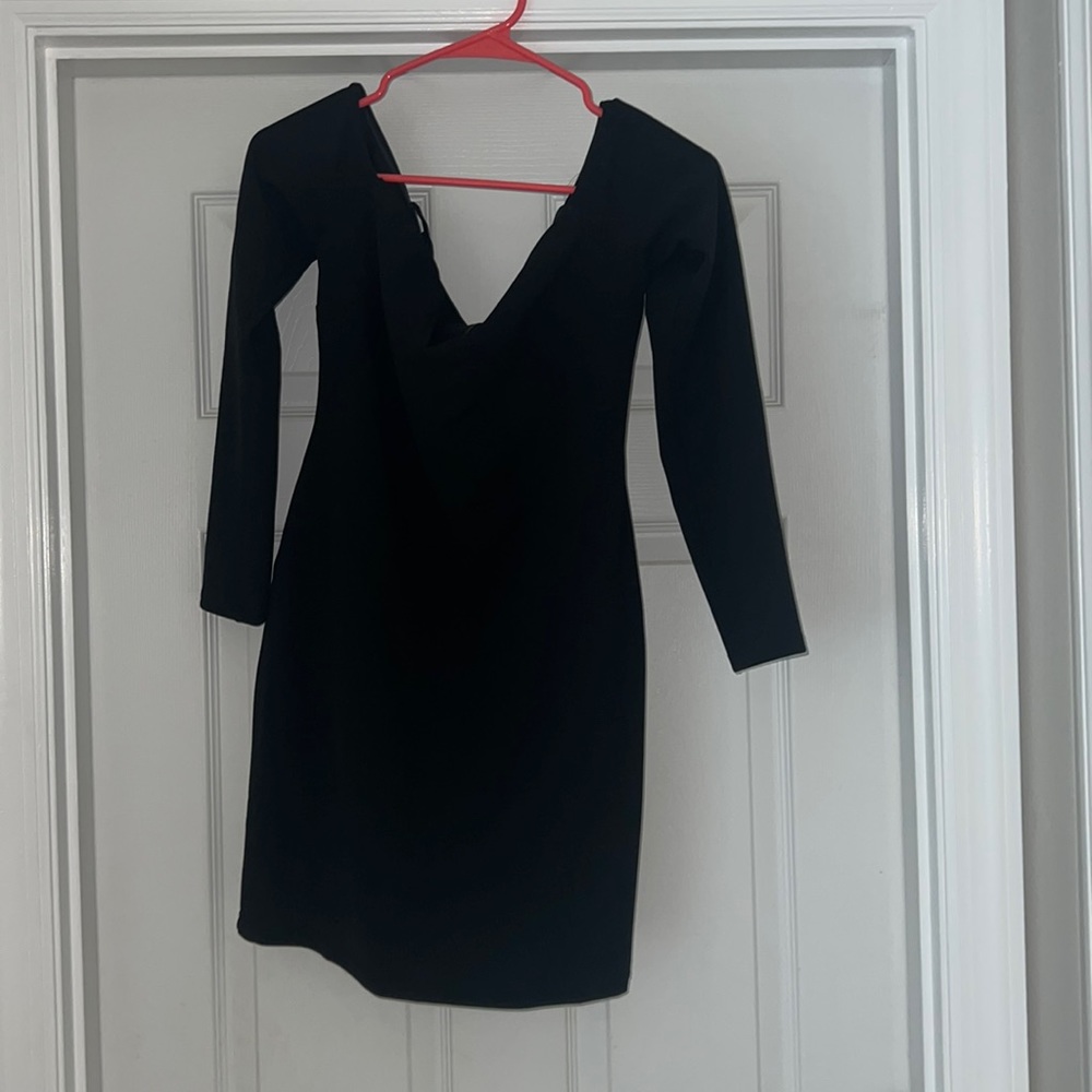 Black body con long sleeve black dress